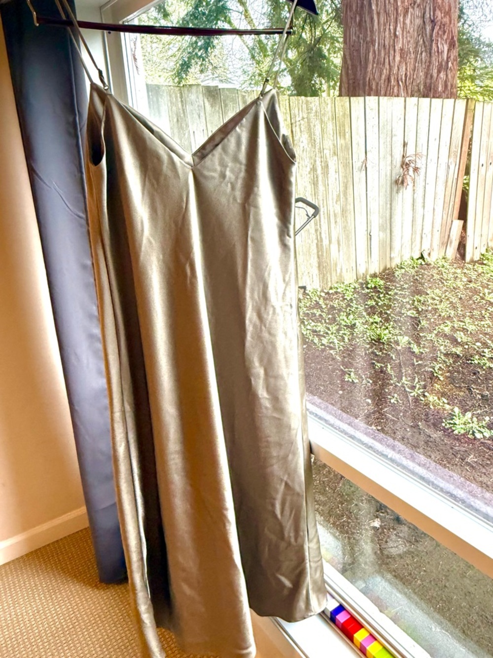 Uniqlo Metallic Olive Satin Slip